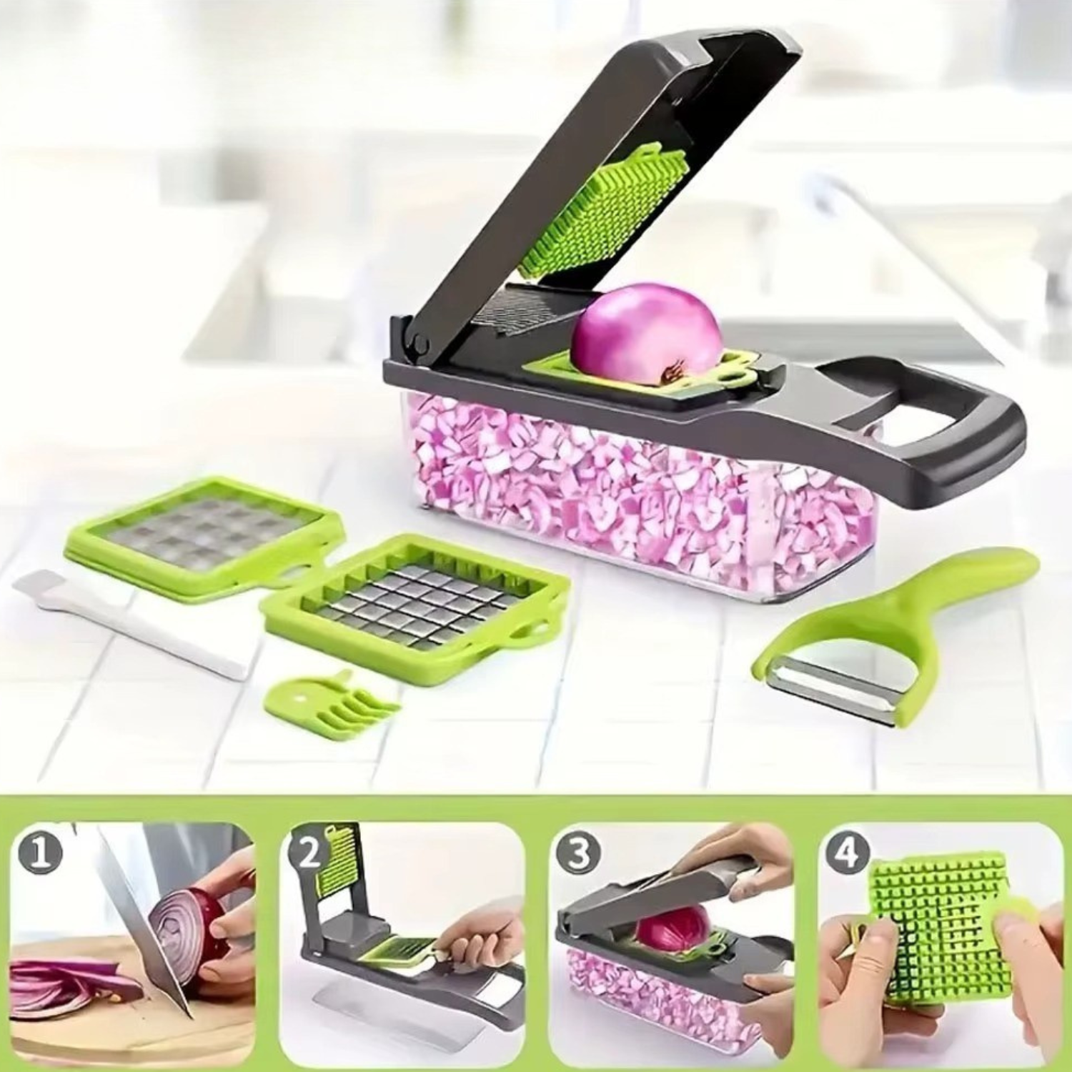 Edith | Mandoline Slicer with Container – Multi-Blade Cheese Grater & Kitchen Gadget - Kitchen Gadget