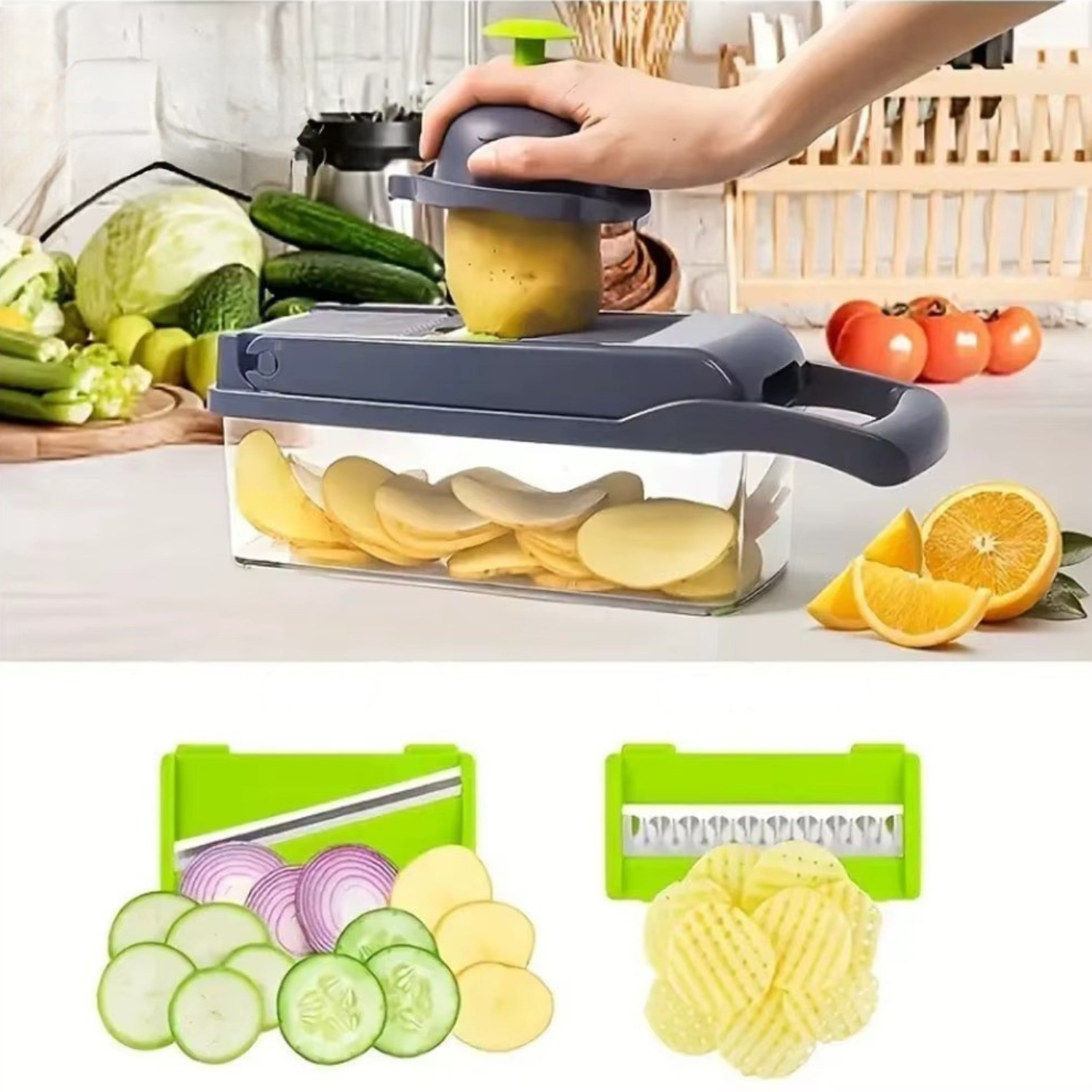 Edith | Mandoline Slicer with Container – Multi-Blade Cheese Grater & Kitchen Gadget - Kitchen Gadget