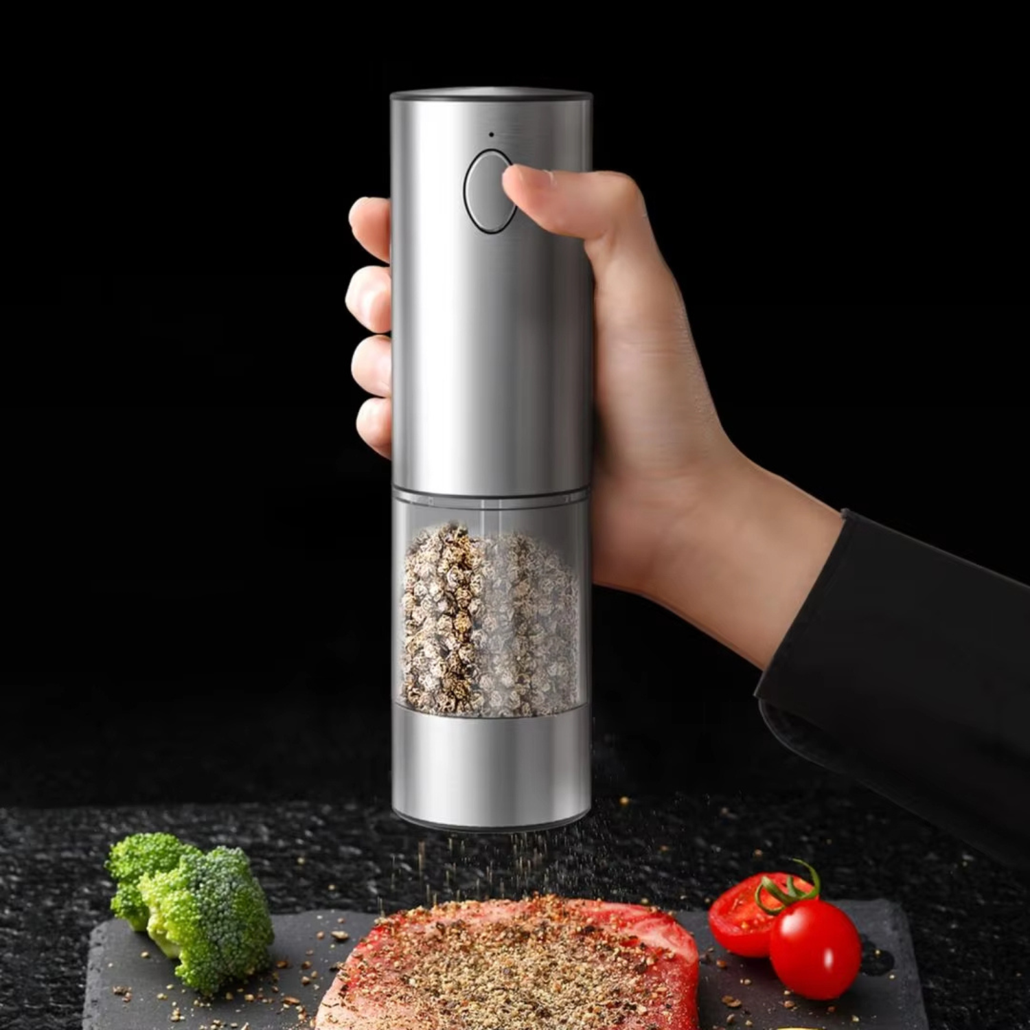 Jake | Electric Stainless Steel Pepper & Salt Grinder Set with Charging Base - Grinder