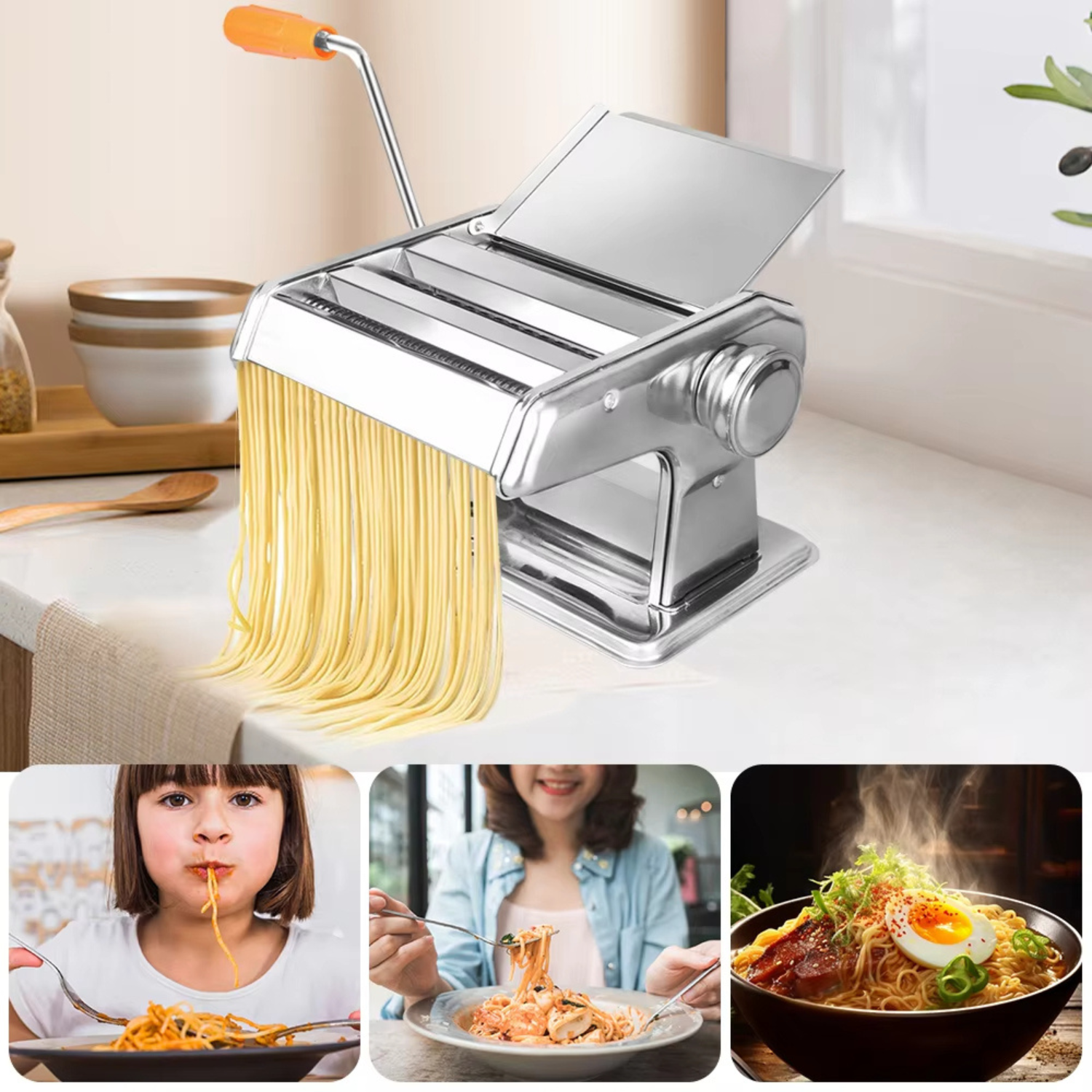 Nate | Manual Stainless Steel Pasta & Noodle Maker - Paste Maker