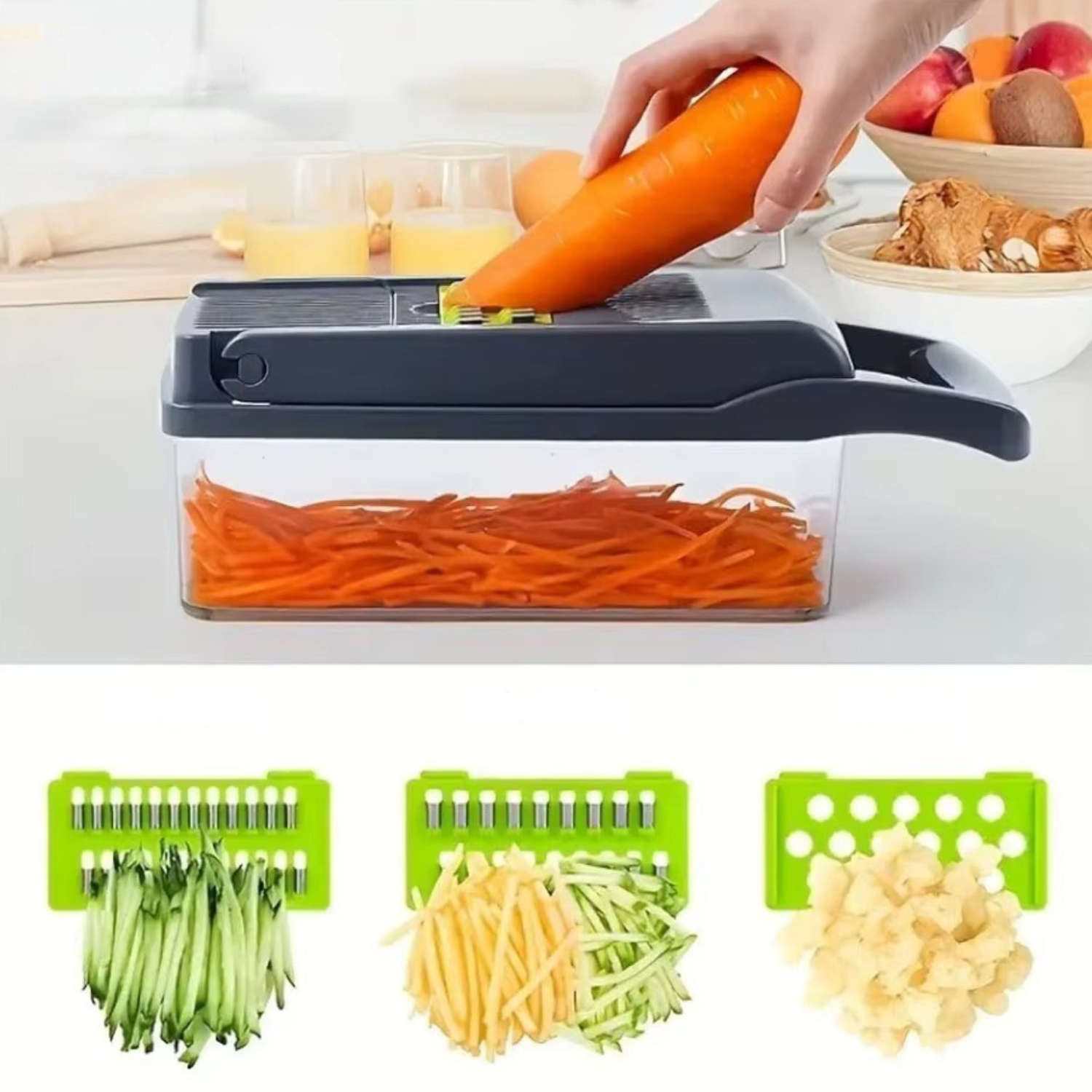 Edith | Mandoline Slicer with Container – Multi-Blade Cheese Grater & Kitchen Gadget - Kitchen Gadget